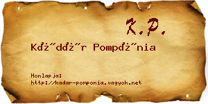 Kádár Pompónia névjegykártya